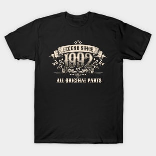 Retro Vintage Birthday Legend Since 1992 T-Shirt